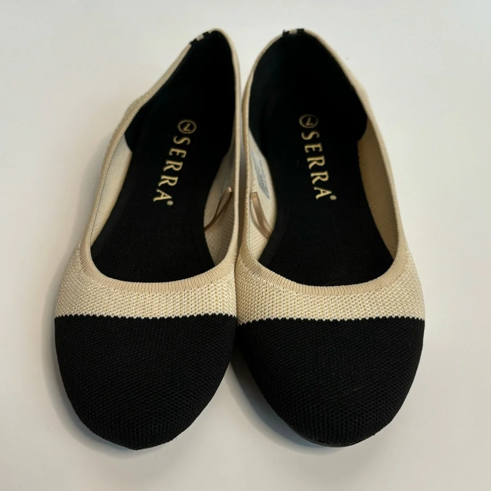 Serra Tan & Black Two Tone Comfort Stretch Fabric Ballet Flats Size‎ 7M